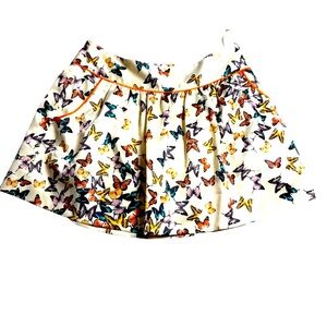 Ted Baker Butterfly Print Satin Skirt Size 2 Silk-Feel Flare Hem